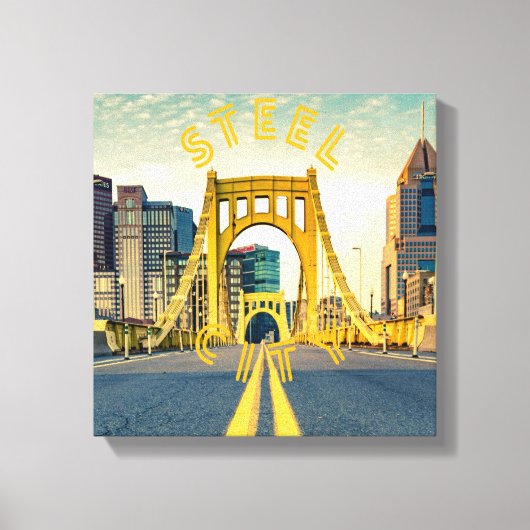 Pittsburgh Steel City Skyline 412 Pennsylvania Canvas Afdruk (Voorkant)