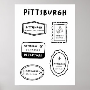Pittsburgh - Travel Stamp Collectie minimalistis Poster