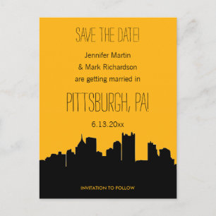Pittsburgh Wedding Black en Gold Save the Date Aankondigingskaart