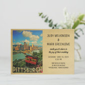 Pittsburgh Wedding Invitation midden-eeuwse Kaart (Staand voorkant)