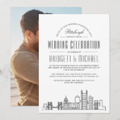 Pittsburgh Wedding | Moderne Deco Skyline Kaart (Voorkant / Achterkant)