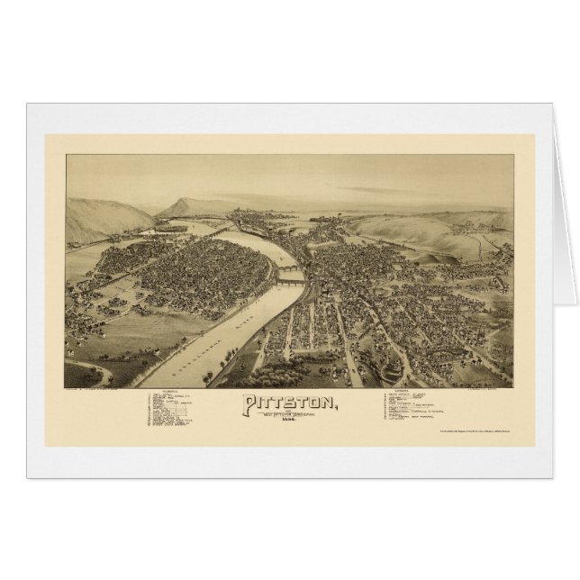 Pittston, PA Panoramic Map - 1892 (Voorkant Horizontaal)