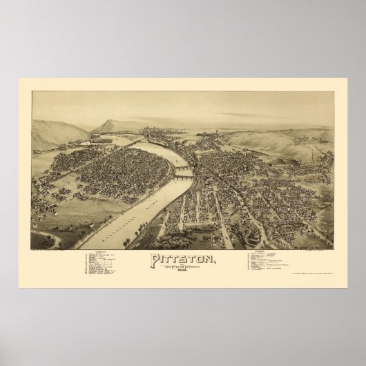 Pittston, PA Panoramic Map - 1892 Poster (Voorkant)