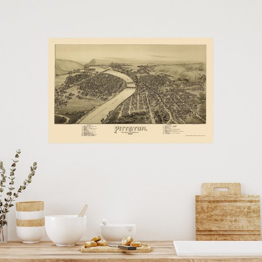 Pittston, PA Panoramic Map - 1892 Poster (Keuken)
