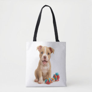 Pitty Party – Pitbull Puppy met kleurrijke touw Sp Draagtas