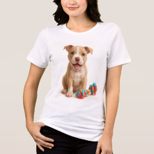 Pitty Party – Pitbull Puppy met kleurrijke touw Sp Tri-Blend Shirt