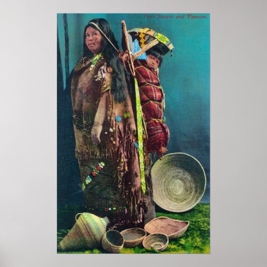 Piuta Native Moeder and Child in een Papoose Poster (Voorkant)