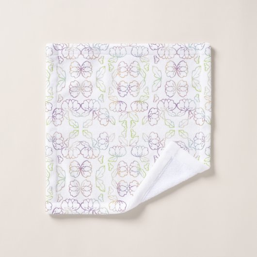 Pivoine, blanche (Gant de toilette)