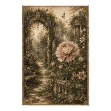 Pivoine de jardin oublié Art mural botanique vinta