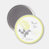 Pivoine jaune sur aimant de faveur de mariage blan (Recto/Verso)