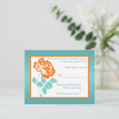 Pivoine orange avec carte de réponse turquoise (Debout devant)
