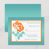 Pivoine orange avec carte de réponse turquoise (Devant / Derrière)