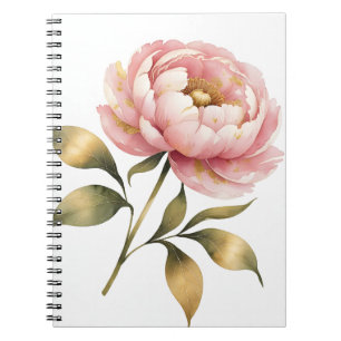 Pivoine Rose Pâle Cahier Élégant Aquarelle