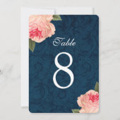 Pivoines Corail et Numéros de Table Navy (Dos)