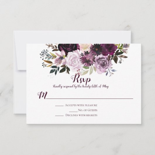 Pivoines Roses Mauve Rose RSVP (Devant)