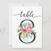 Pivoines roses Numéro de table huit (Devant)
