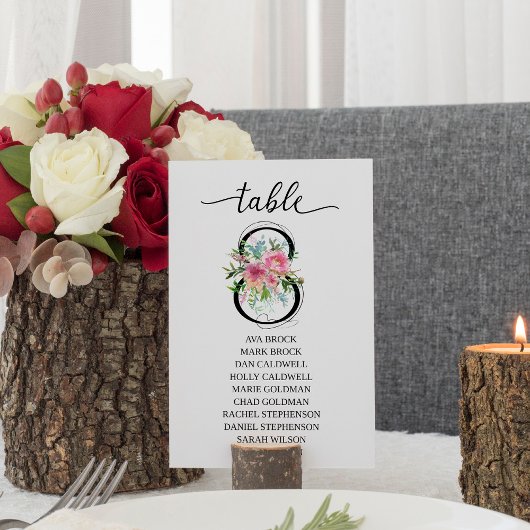 Pivoines roses Numéro de table huit