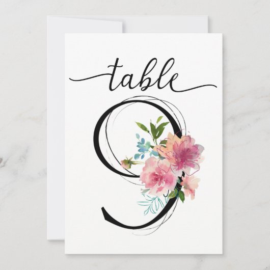 Pivoines roses numéro de table neuf Numéro de tabl (Devant)