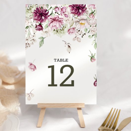 Pivoines Table Numéro de Table de Mariage Floral B