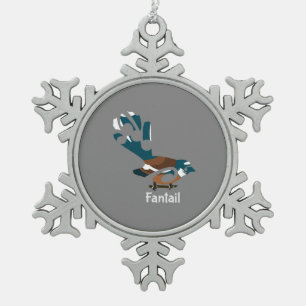 Piwakawaka Nieuw-Zeelandse vogel Tin Sneeuwvlok Ornament