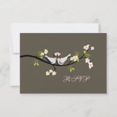 PixDezi rsvp, Doves on cherry blossom branch RSVP Kaartje (Achterkant)