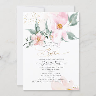 PixDezin H2 Enkele Bloemblaadjes Blush Rozen Doop Kaart