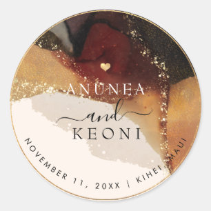 PixDezine Abstract inktalcohol Faux Gold Ronde Sticker