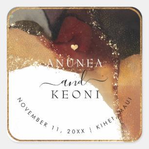 PixDezine Abstract inktalcohol Faux Gold Vierkante Sticker