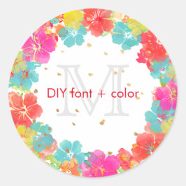 PixDezine Aloha Hibiscus Lei/DIY achtergrond kleur Ronde Sticker