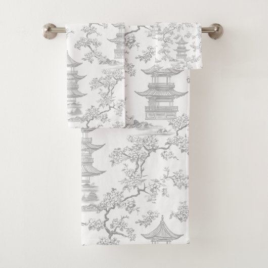 PixDezine Chinoiserie Grise Pagodes Fleurs de Ceri (En situation)
