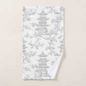 PixDezine Chinoiserie Grise Pagodes Fleurs de Ceri (Serviette à main)