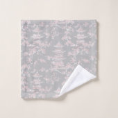 PixDezine Chinoiserie Grise Pagodes Fleurs de Ceri (Gant de toilette)