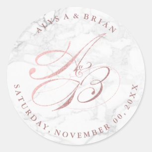 PixDezine DIY Monograms/Marmer/Faux Roos Gold Ronde Sticker