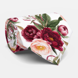 PixDezine H2 Bloemen Burgundy Blush Pioenrozen Stropdas