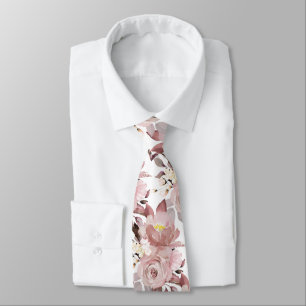 PixDezine H2 Bloemen Stof Roze Rozen Stropdas