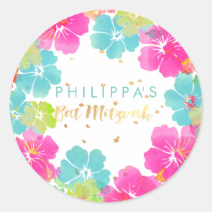 PixDezine hibiscus lei/DIY achtergrondkleur Ronde Sticker