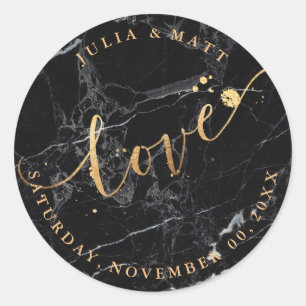 PixDezine Liefde/Marmer+Faux Goud Ronde Sticker
