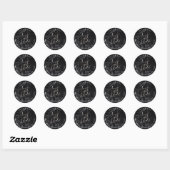 PixDezine Marmer Bewaar de Datum/Faux Silver Ronde Sticker (Vel)