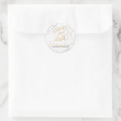 PixDezine Marmer/Faux Gold Save Onze Datum Ronde Sticker (Tas)
