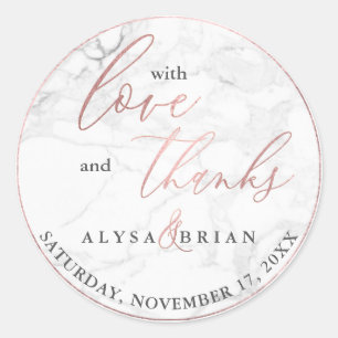 PixDezine Marmer/Nep Rose Goud Love+Thanks Ronde Sticker