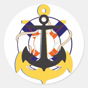 PixDezine nautisch/anker/redder/ Ronde Sticker