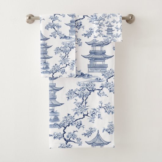 PixDezine Pagodes de Chinoiserie Bleu Fleurs de Ce (En situation)