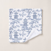 PixDezine Pagodes de Chinoiserie Bleu Fleurs de Ce (Gant de toilette)