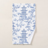 PixDezine Pagodes de Chinoiserie Bleue Fleurs de C (Serviette à main)