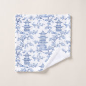 PixDezine Pagodes de Chinoiserie Bleue Fleurs de C (Gant de toilette)