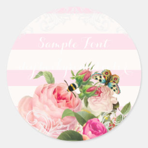 PixDezine  roos/DIY achtergrondkleur Ronde Sticker