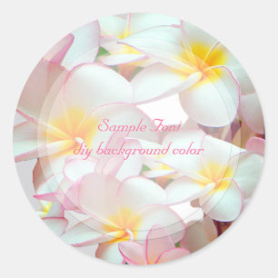 PixDezine roze plumeria / DIY achtergrond kleur Ronde Sticker