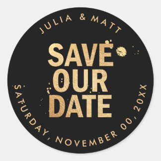 PixDezine Save the Date/Dazzeld Nepgoud Ronde Sticker