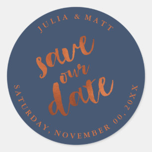 PixDezine Save the Date/Nep Koper/DIY kleur Ronde Sticker