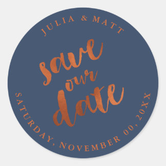 PixDezine Save the Date/Nep Koper/DIY kleur Ronde Sticker